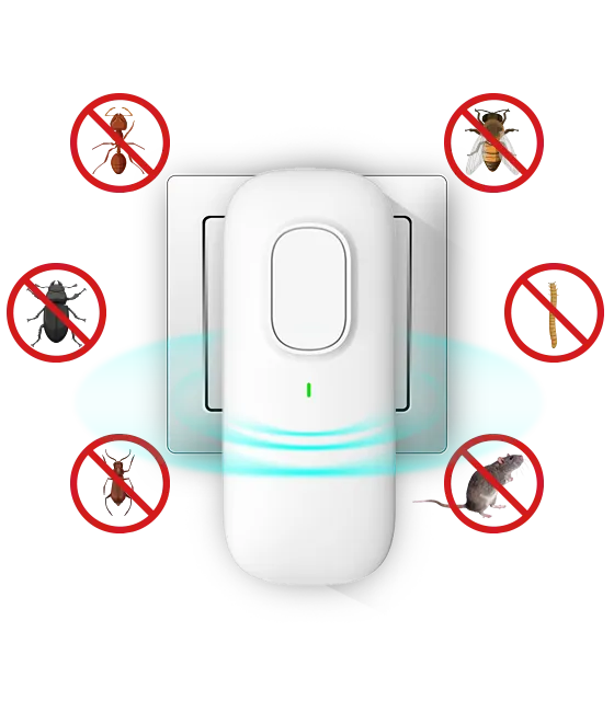 PestPulse Pest Repellent device plugged into a home wall socket showing its modern and compact white design